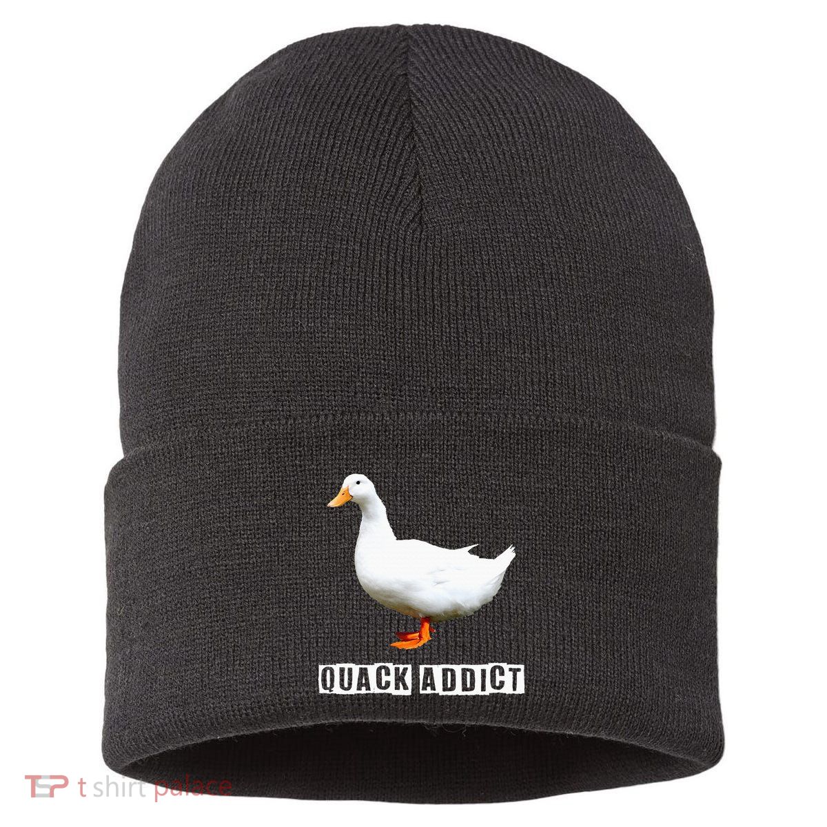 Quack Addict Funny Duck Lover Sustainable Knit Beanie