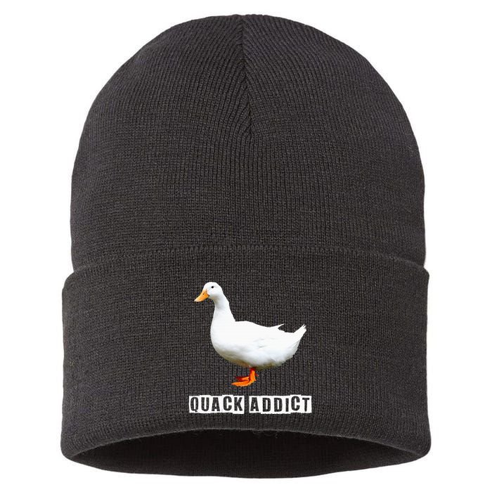 Quack Addict Funny Duck Lover Sustainable Knit Beanie
