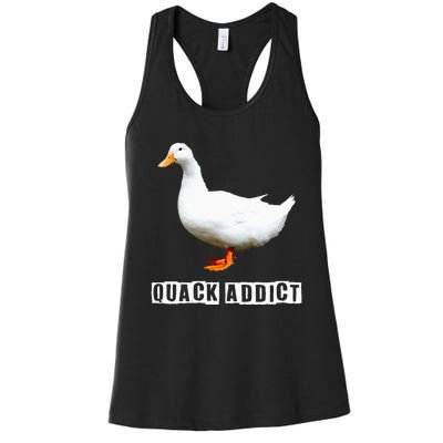 Quack Addict Funny Duck Lover Women's Racerback Tank