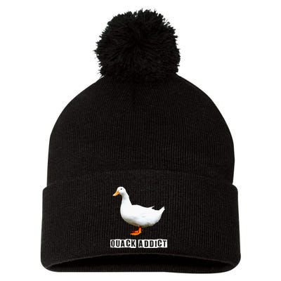 Quack Addict Funny Duck Lover Pom Pom 12in Knit Beanie