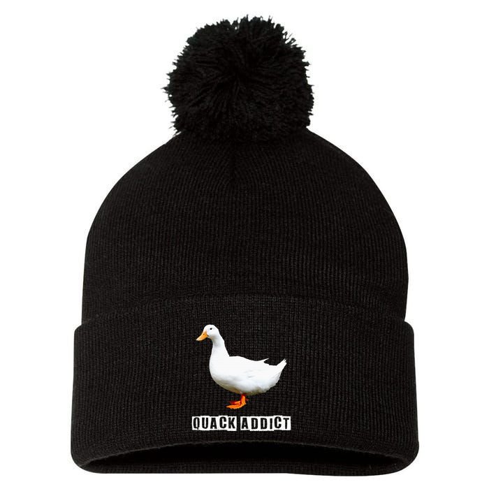 Quack Addict Funny Duck Lover Pom Pom 12in Knit Beanie