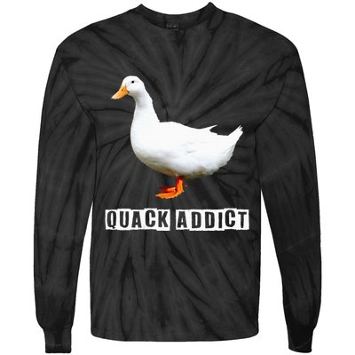 Quack Addict Funny Duck Lover Tie-Dye Long Sleeve Shirt