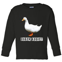 Quack Addict Funny Duck Lover Toddler Long Sleeve Shirt