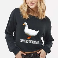 Quack Addict Funny Duck Lover Cropped Pullover Crew