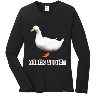 Quack Addict Funny Duck Lover Ladies Long Sleeve Shirt