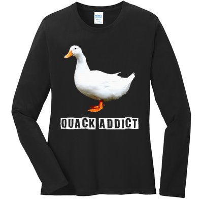 Quack Addict Funny Duck Lover Ladies Long Sleeve Shirt