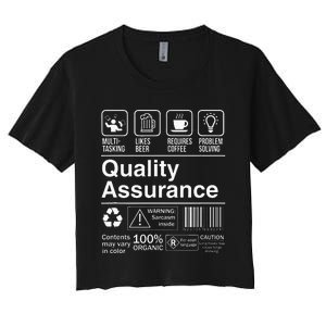 Quality Assurance Funny Description Label Women's Crop Top Tee