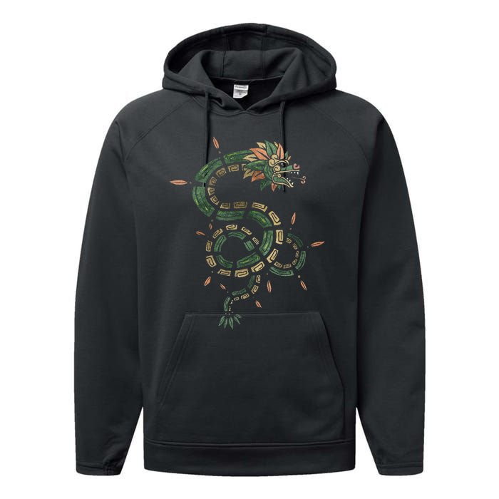 Quetzalcoatl Aztec Feathered Serpent Mayan Inca Toltec Performance Fleece Hoodie