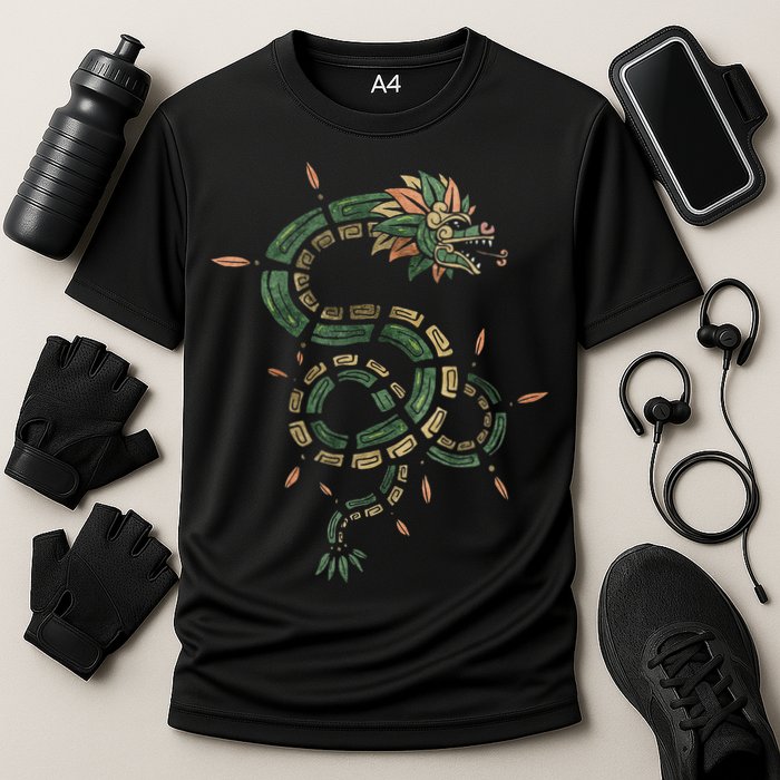 Quetzalcoatl Aztec Feathered Serpent Mayan Inca Toltec Cooling Performance Crew T-Shirt