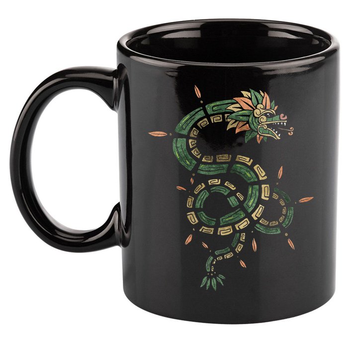 Quetzalcoatl Aztec Feathered Serpent Mayan Inca Toltec 11oz C Handle Ceramic Mug
