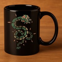 Quetzalcoatl Aztec Feathered Serpent Mayan Inca Toltec 11oz C Handle Ceramic Mug