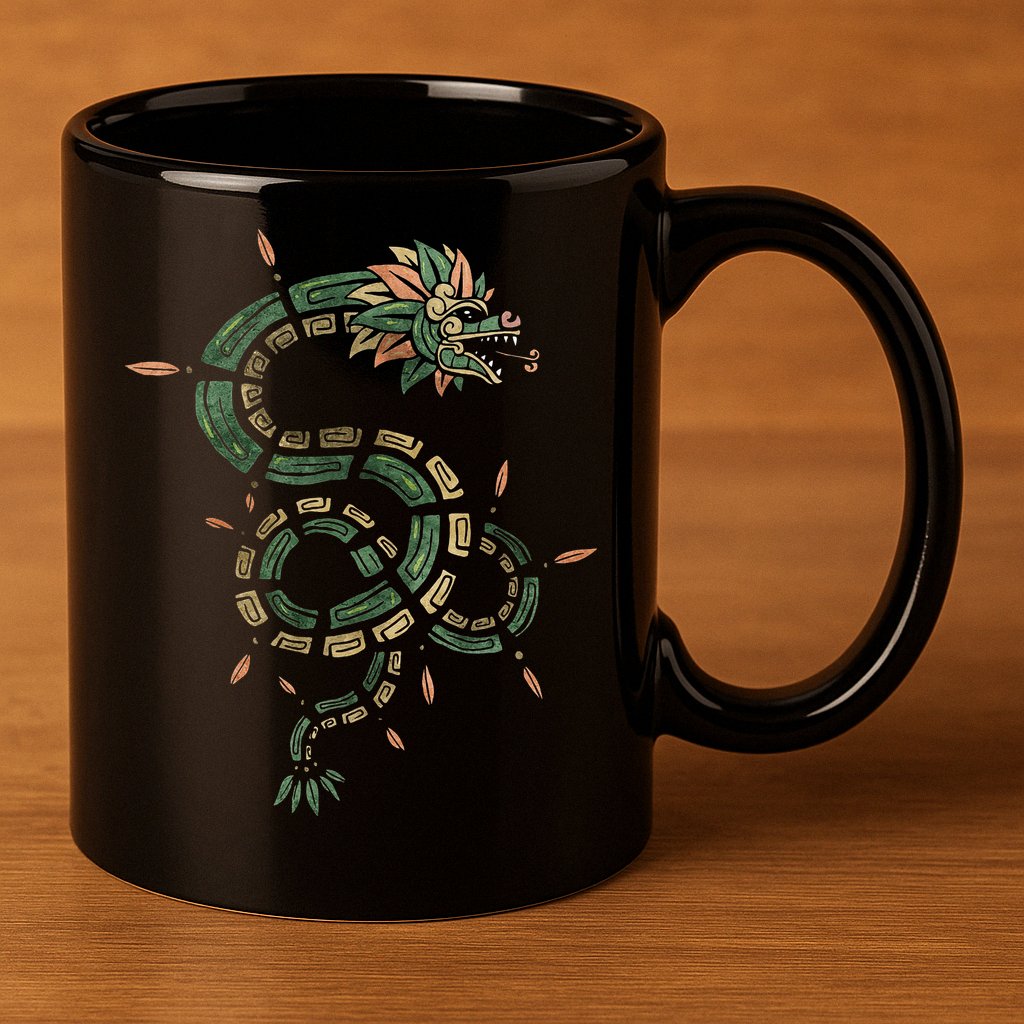 Quetzalcoatl Aztec Feathered Serpent Mayan Inca Toltec 11oz C Handle Ceramic Mug