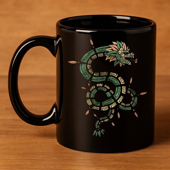Quetzalcoatl Aztec Feathered Serpent Mayan Inca Toltec 11oz C Handle Ceramic Mug