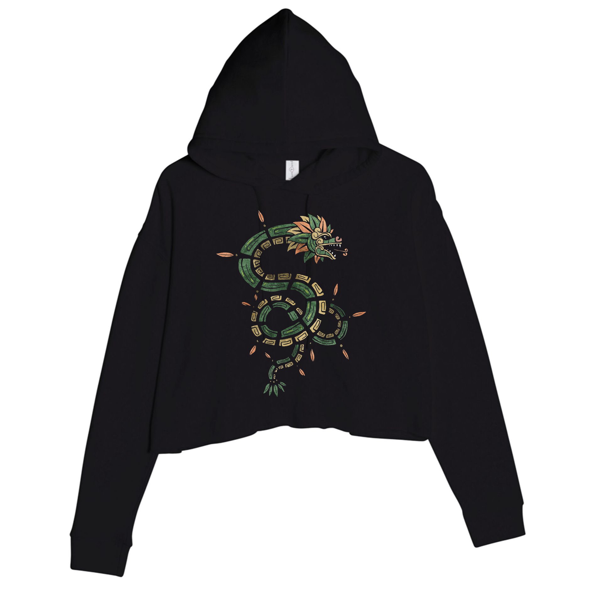 Quetzalcoatl Aztec Feathered Serpent Mayan Inca Toltec Crop Fleece Hoodie