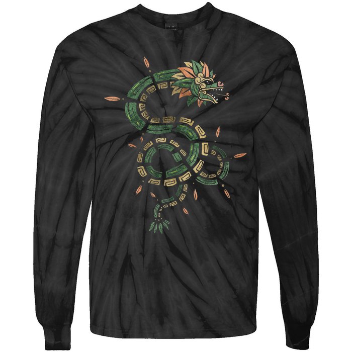 Quetzalcoatl Aztec Feathered Serpent Mayan Inca Toltec Tie-Dye Long Sleeve Shirt