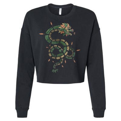 Quetzalcoatl Aztec Feathered Serpent Mayan Inca Toltec Cropped Pullover Crew