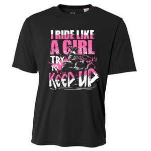 Quad ATV Girl Gift I Ride Like A Girl Try To Keep Up Cooling Performance Crew T-Shirt