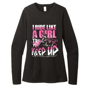 Quad ATV Girl Gift I Ride Like A Girl Try To Keep Up Womens CVC Long Sleeve Shirt