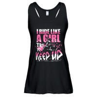 Quad ATV Girl Gift I Ride Like A Girl Try To Keep Up Ladies Essential Flowy Tank