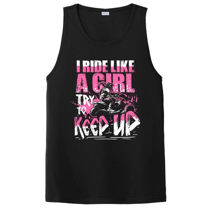 Quad ATV Girl Gift I Ride Like A Girl Try To Keep Up PosiCharge Competitor Tank