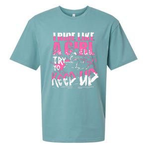 Quad Atv Girl Gift I Ride Like A Girl Try To Keep Up Sueded Cloud Jersey T-Shirt