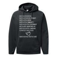 Queer As In Radical Queer As In Revolutionary Queer As In Caring Performance Fleece Hoodie