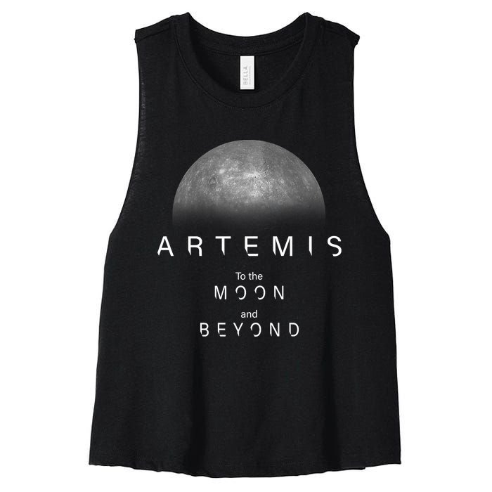 Quote Artemis Launch Mission To The Moon And Beyond Women's Racerback Cropped Tank