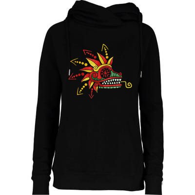 Quetzalcoatl Aztec Mayan Feathered Serpent Toltec Inca Womens Funnel Neck Pullover Hood
