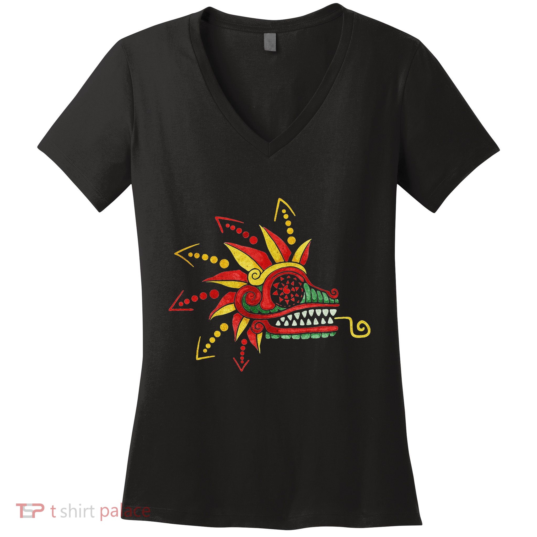 Quetzalcoatl Aztec Mayan Feathered Serpent Toltec Inca Women's V-Neck T-Shirt