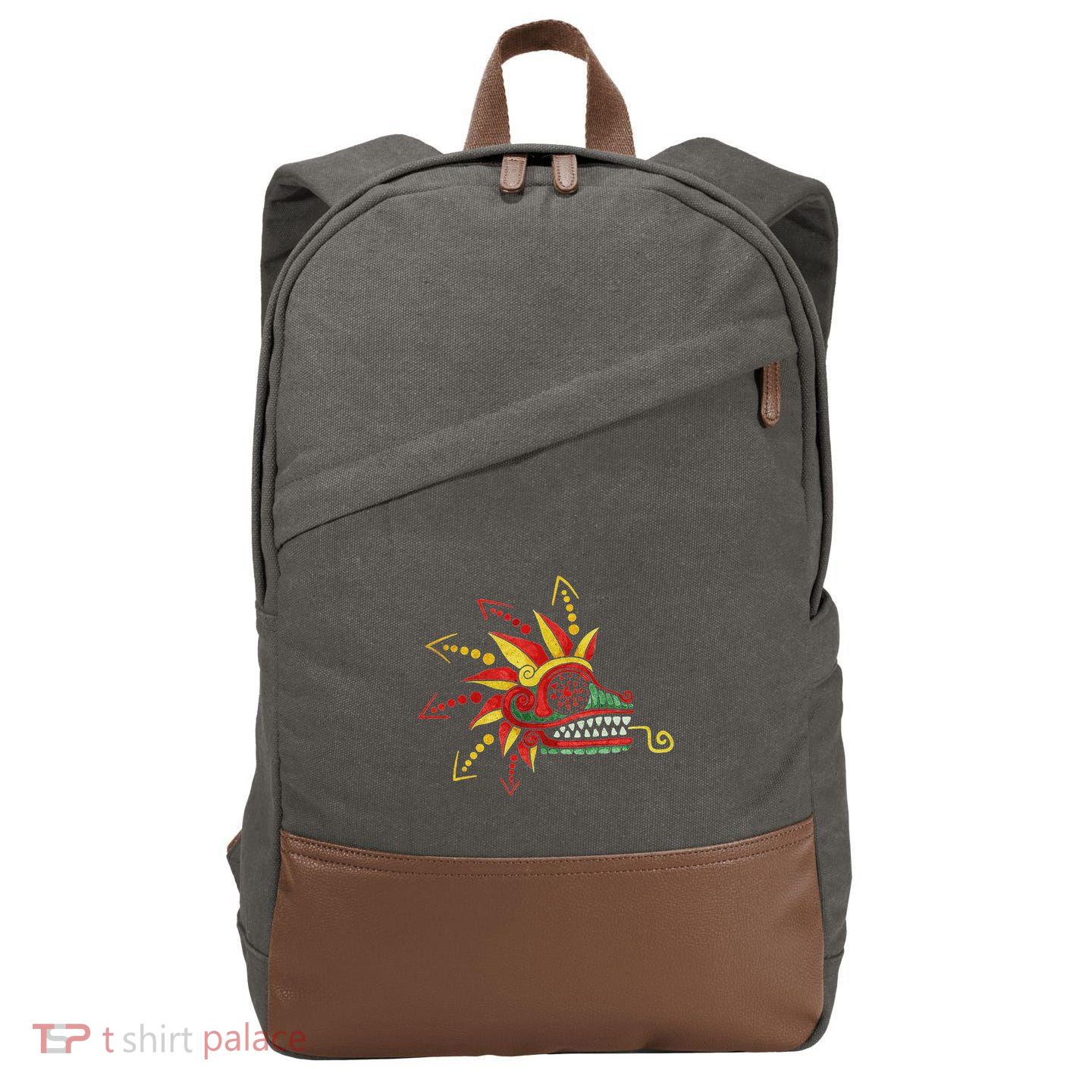 Quetzalcoatl Aztec Mayan Feathered Serpent Toltec Inca Cotton Canvas Backpack