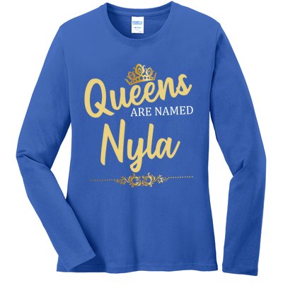 Queens Are Named Nyla Personalized Funny Birthday Gift Ladies Long Sleeve Shirt