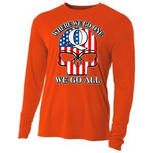 QAnon American Flag Skull Cooling Performance Long Sleeve Crew