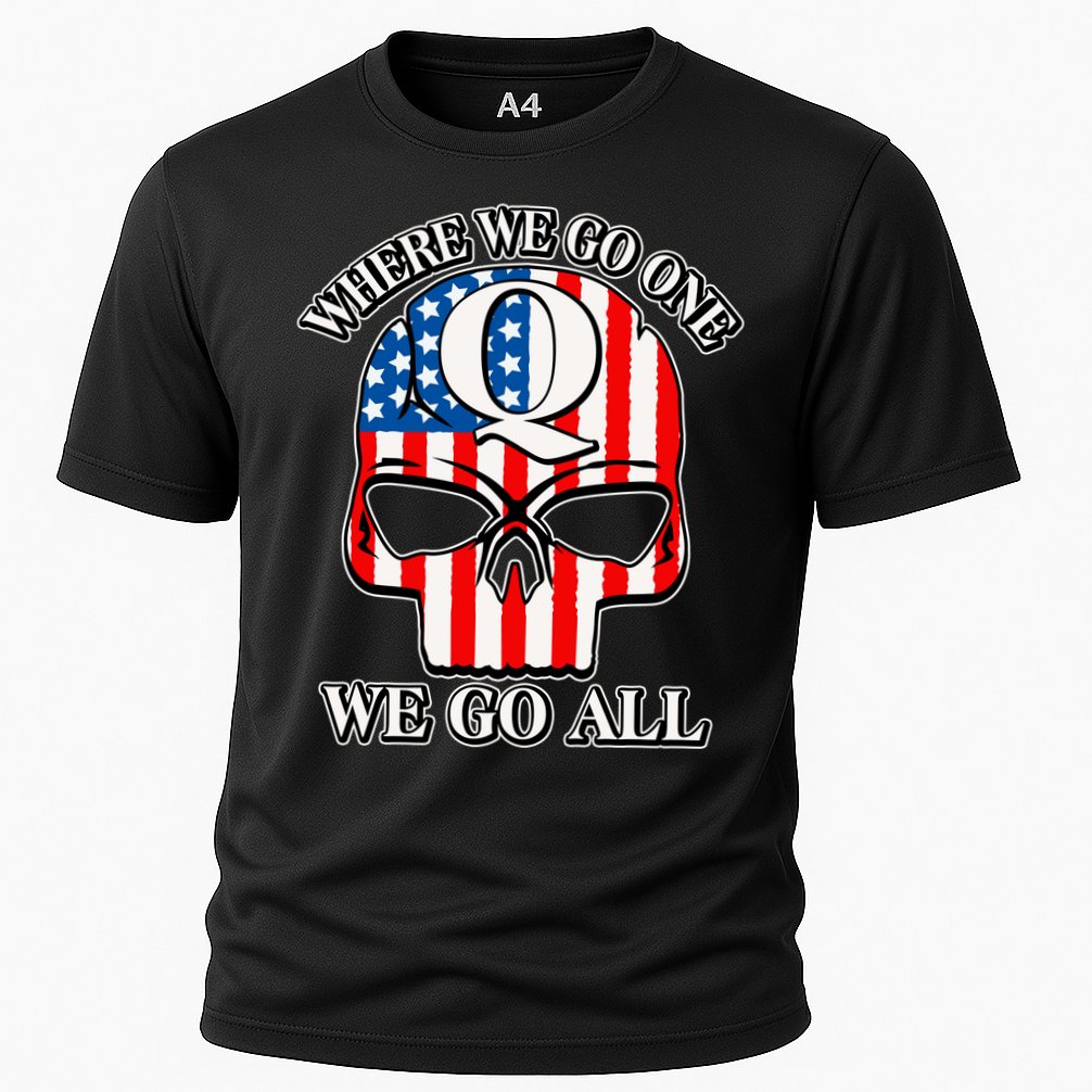 QAnon American Flag Skull Cooling Performance Crew T-Shirt