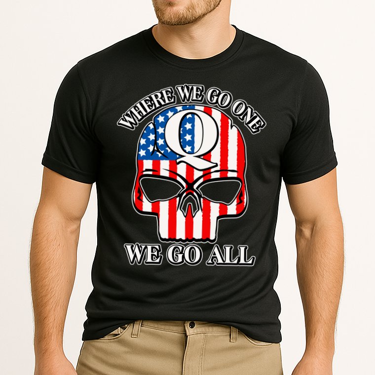 QAnon American Flag Skull Cooling Performance Crew T-Shirt