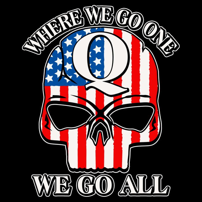 QAnon American Flag Skull Cooling Performance Crew T-Shirt