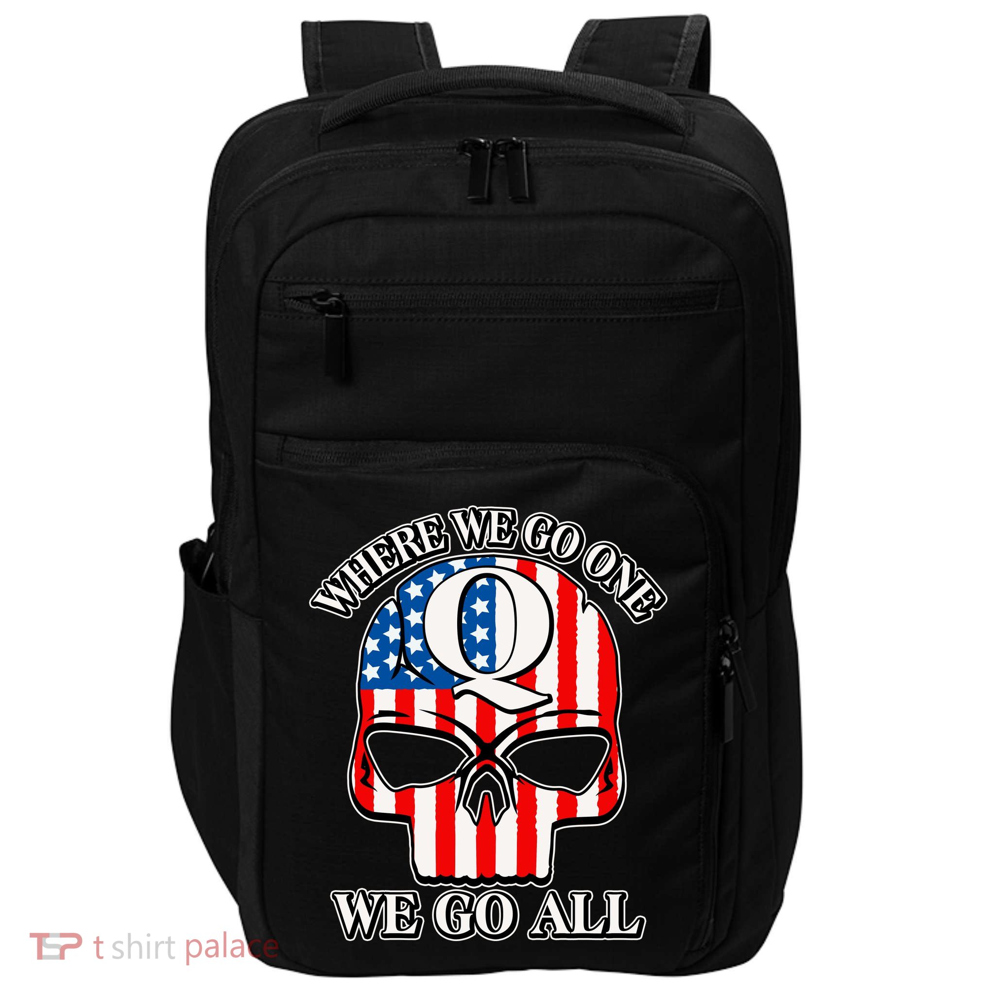 QAnon American Flag Skull Impact Tech Backpack