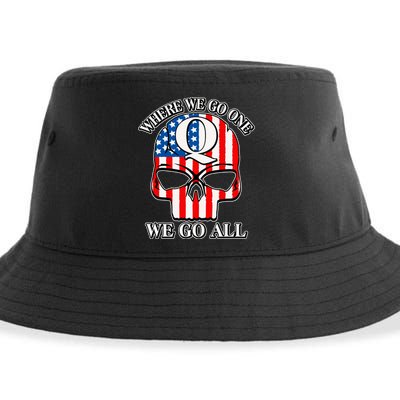 QAnon American Flag Skull Sustainable Bucket Hat