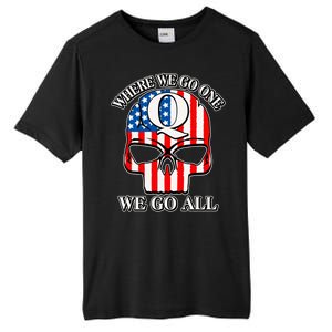 QAnon American Flag Skull Tall Fusion ChromaSoft Performance T-Shirt