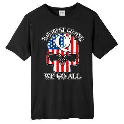 QAnon American Flag Skull Tall Fusion ChromaSoft Performance T-Shirt