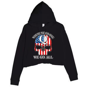 QAnon American Flag Skull Crop Fleece Hoodie