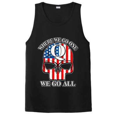QAnon American Flag Skull PosiCharge Competitor Tank