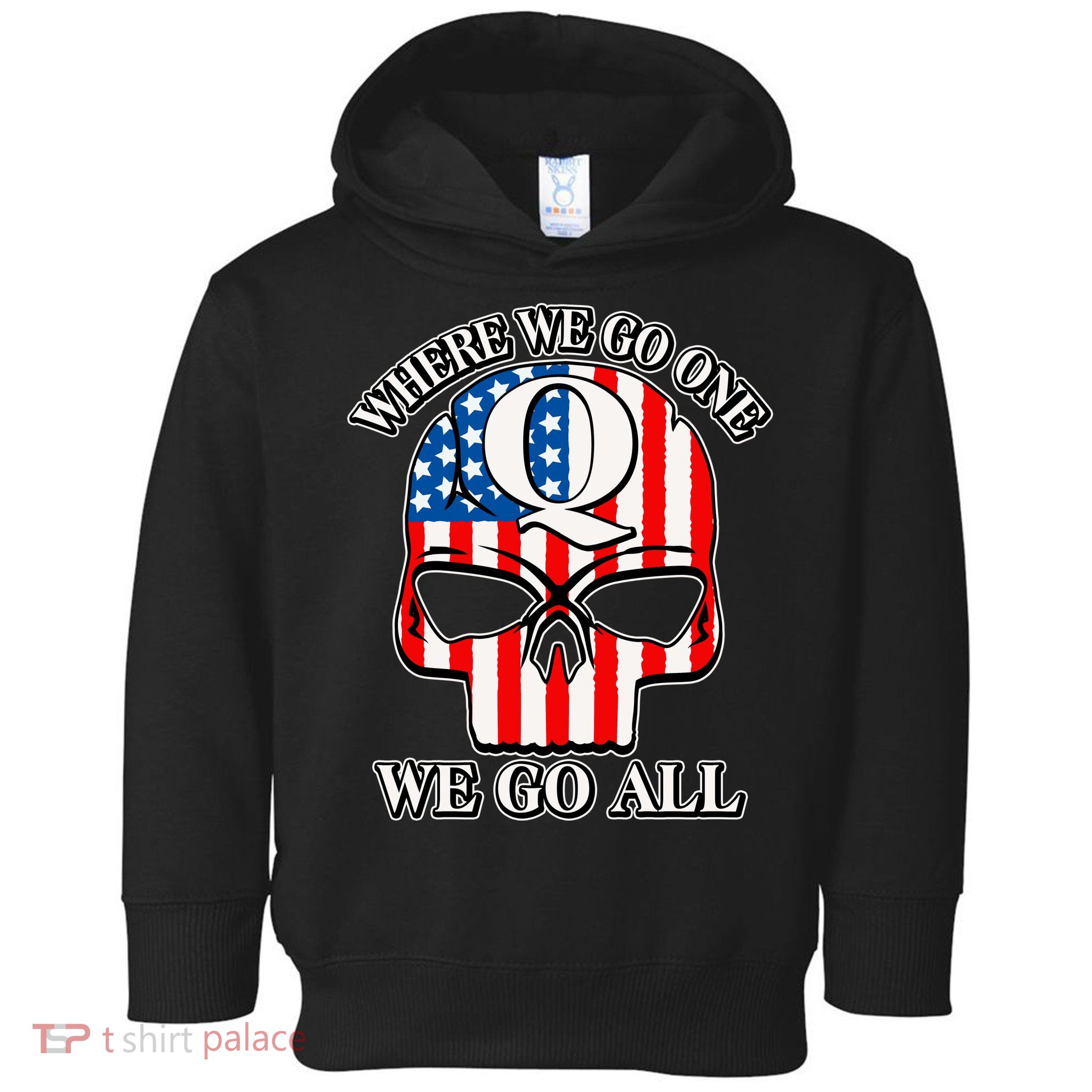 QAnon American Flag Skull Toddler Hoodie