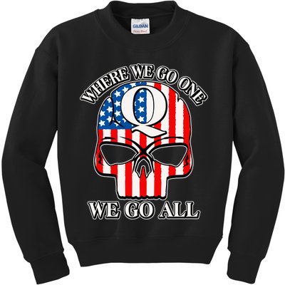 QAnon American Flag Skull Kids Sweatshirt
