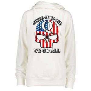 QAnon American Flag Skull Womens Funnel Neck Pullover Hood