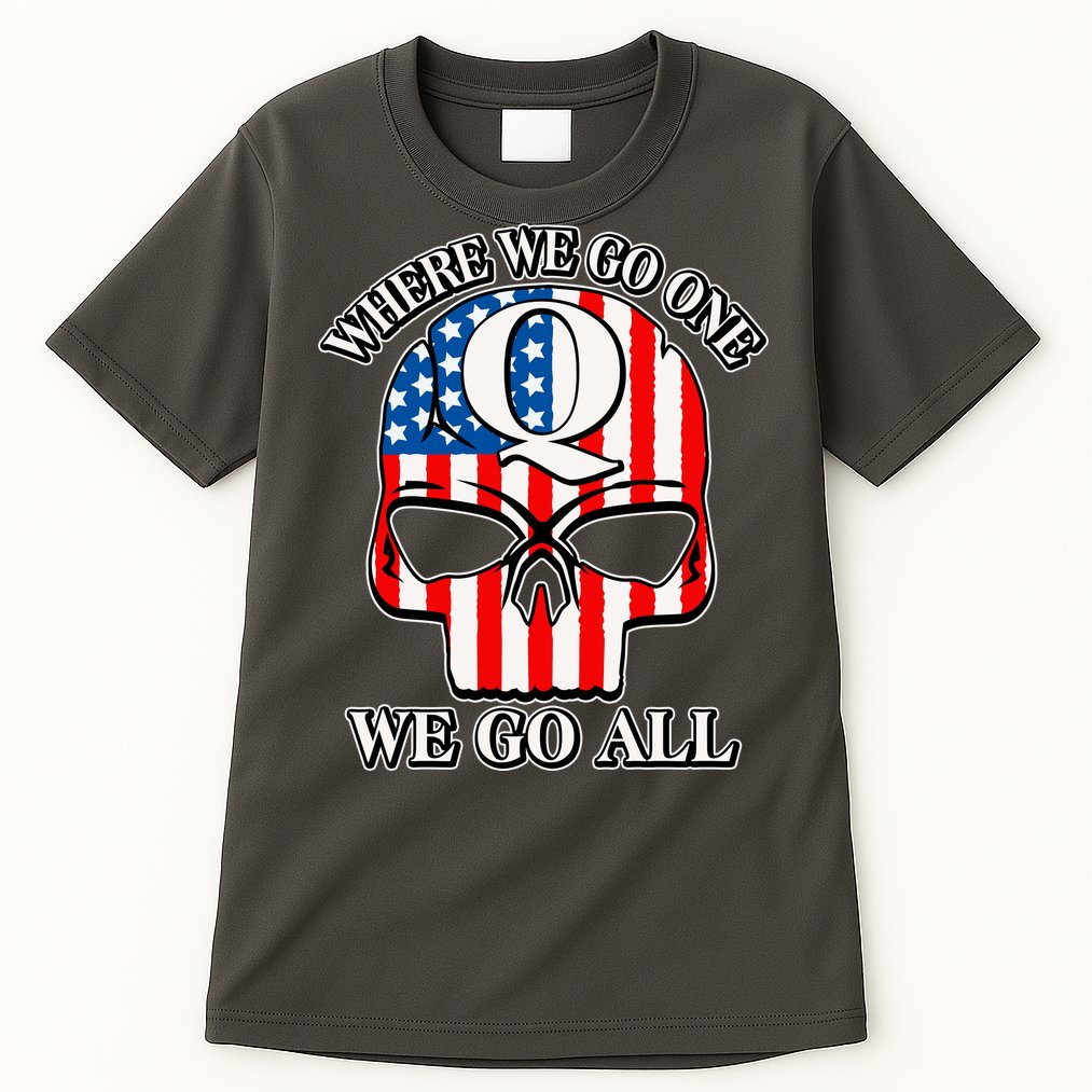 QAnon American Flag Skull Tall T-Shirt