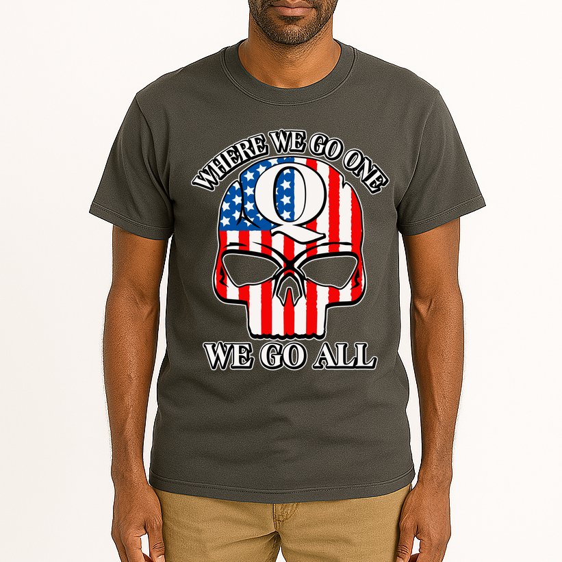QAnon American Flag Skull Tall T-Shirt