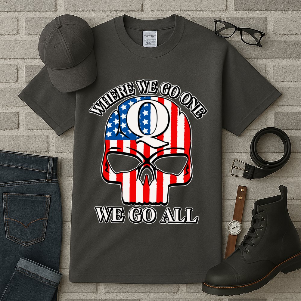 QAnon American Flag Skull Tall T-Shirt