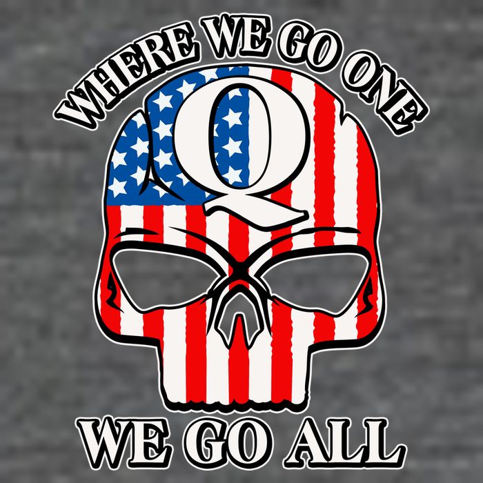 QAnon American Flag Skull Tall T-Shirt