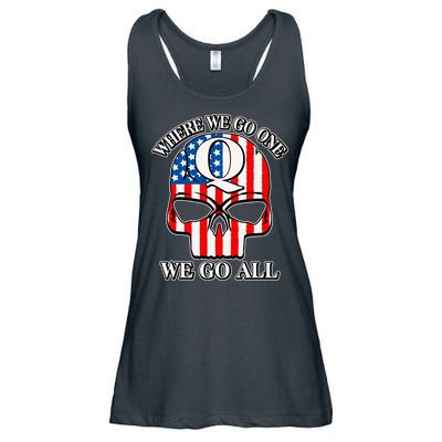 QAnon American Flag Skull Ladies Essential Flowy Tank