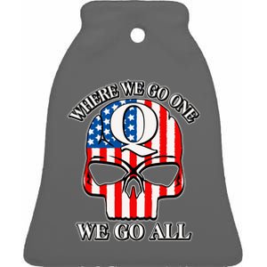 QAnon American Flag Skull Ceramic Bell Ornament